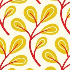 2868 D  Medium  - hand drawn twig with leaves, yellow