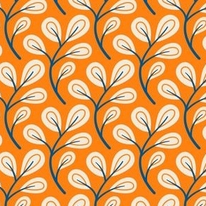 2868 F Small - hand drawn twig with leaves, orange