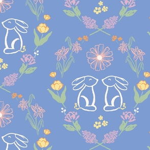 24" Jumbo Bunny Bloom in blue easter and spring floral for kids_ baby and nursery 