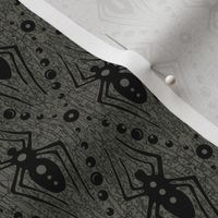 Black Spiders on Grey Background 