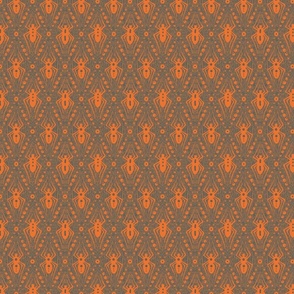 Orange Spiders on Grey Background  