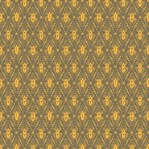 Yellow Spiders on Grey Background   