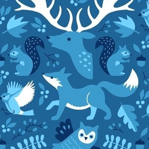 Forest Animals Autumn blue