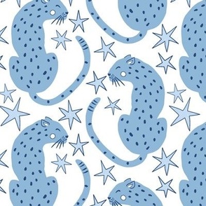 leopards and stars / blue