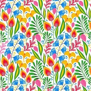 Vintage abstract pattern with flowers and leaves.
