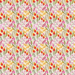 Scandinavian abstract pattern with flowers and leaves.