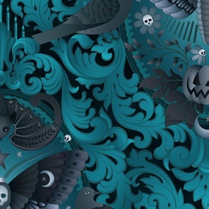 Large // Gothic halloween beauty in teal