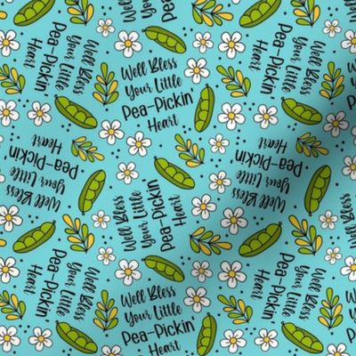 Small-Medium Scale Well Bless Your Little Pea-Pickin' Heart Southern Humor on Blue