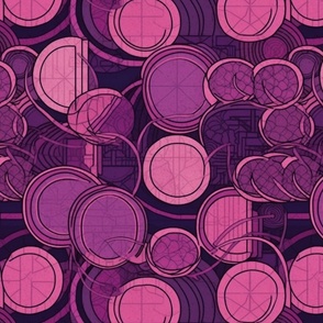 art deco circles in purple and fuchsia