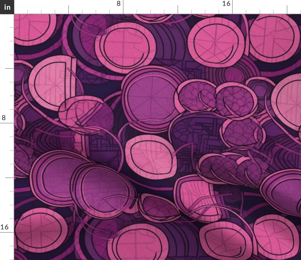 art deco circles in purple and fuchsia