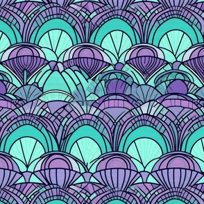 art deco circles in purple and teal abstract
