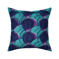 art deco circles in geometric teal and purple