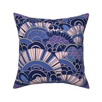 art deco in blue and purple and pink