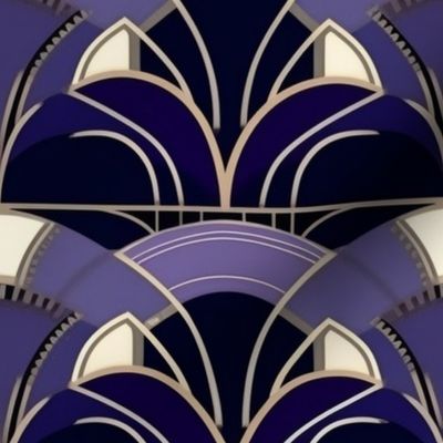 art deco in blue and purple and black
