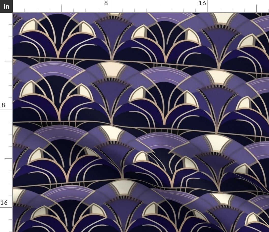 art deco in blue and purple and black
