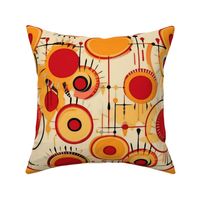 art deco circles in red and yellow and orange