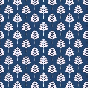 leaf stem, geometric repeat, for apparel, quilting and home decor, navy and pale pink, smaller