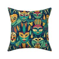 kandinsky mardi gras masks in green and gold