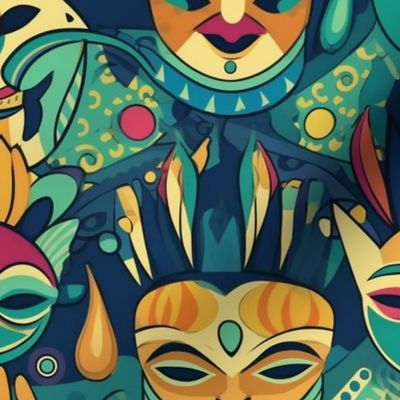 kandinsky mardi gras masks in green and gold