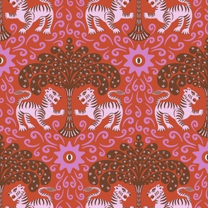 tribal tiger / red and pink / medium