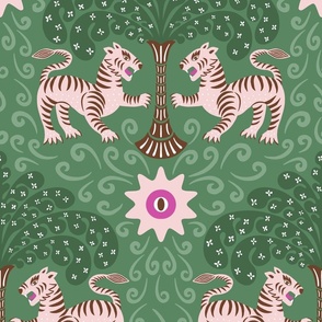 tribal tiger / green and blush / large