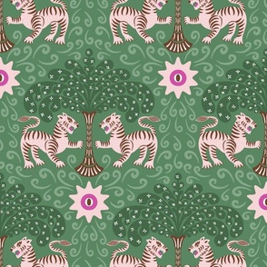 tribal tiger / green and blush / medium