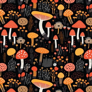 kandinsky mushrooms in red and orange
