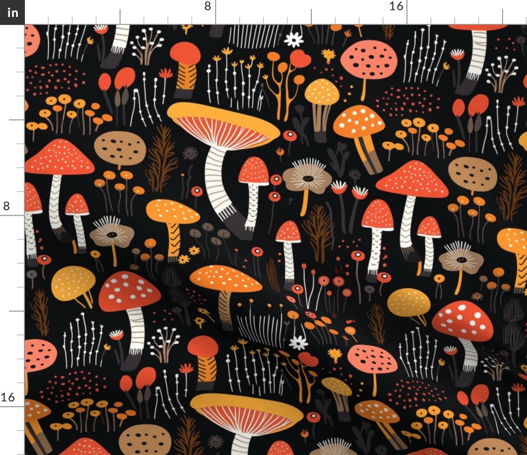 kandinsky mushrooms in red and orange