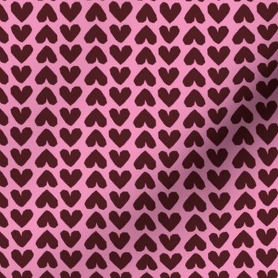 Mid-century modernist Valentine - Retro geometric cut out Valentine's Day hearts love design burgundy on pink