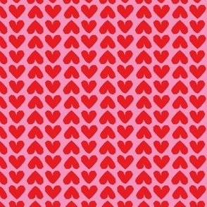 Mid-century modernist Valentine - Retro geometric cut out Valentine's Day hearts love design red on pink