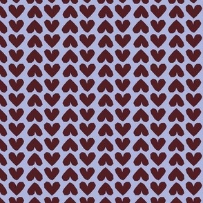 Mid-century modernist Valentine - Retro geometric cut out Valentine's Day hearts love design deep burgundy on lilac lavender
