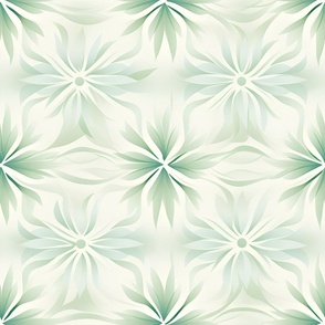 Light Green & White Floral Geometric Print