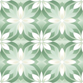 Green & White Floral Pattern