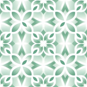 Green & White Geometric Print 