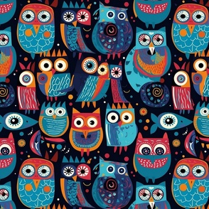 kandinsky owls in blue