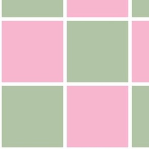 Preppy Light Pink and Light Green Checkers Checkerboard with white borders