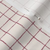 Mini // Raspberry Dashed Line Windowpane Plaid on Oat