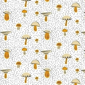 Boho Mushrooms in Amber  on  White Small