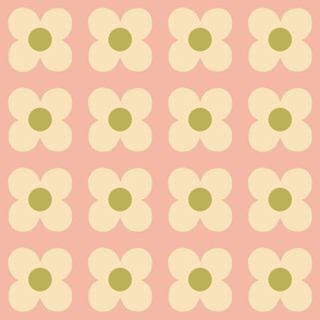 Retro Floral / Large / Pink, Green, Cream