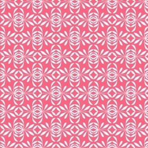 geometric leaves for quilting and apparel, coral pink and white