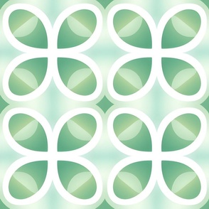 Green & White Geometric Print 