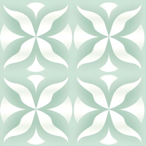 Sage Green & White/Off White Geometric Pattern
