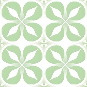 Light Green & White Geometric Print 