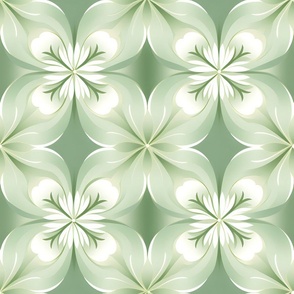 Green Floral Geometric Print 