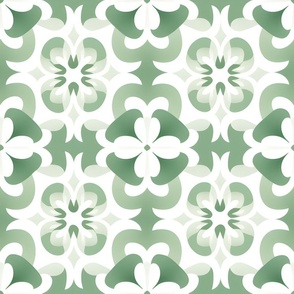 Green & White Geometric Print
