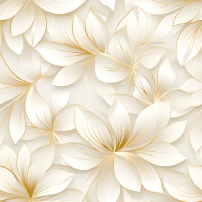 Gold & White Floral Print 