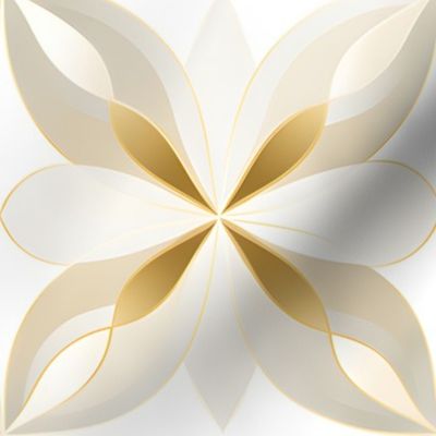 Gold & White Floral Geometric Print 