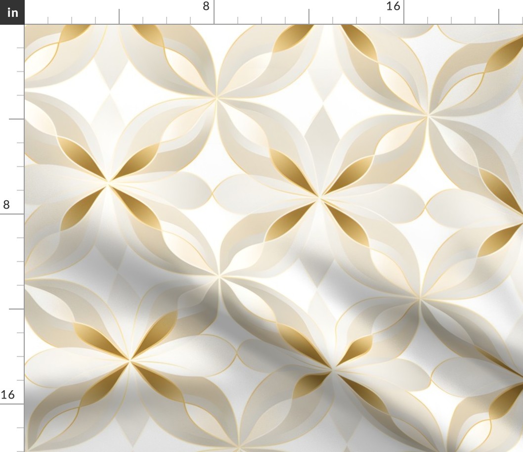 Gold & White Floral Geometric Print 