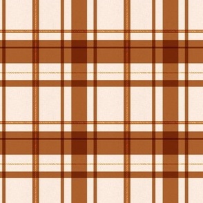 Buffalo check plaid in rust brown with a linen texture