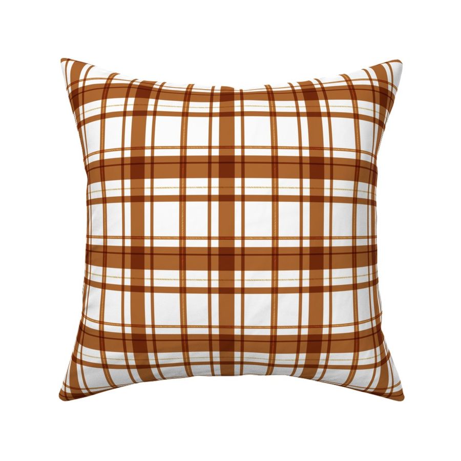 Buffalo check plaid in rust brown on a white background